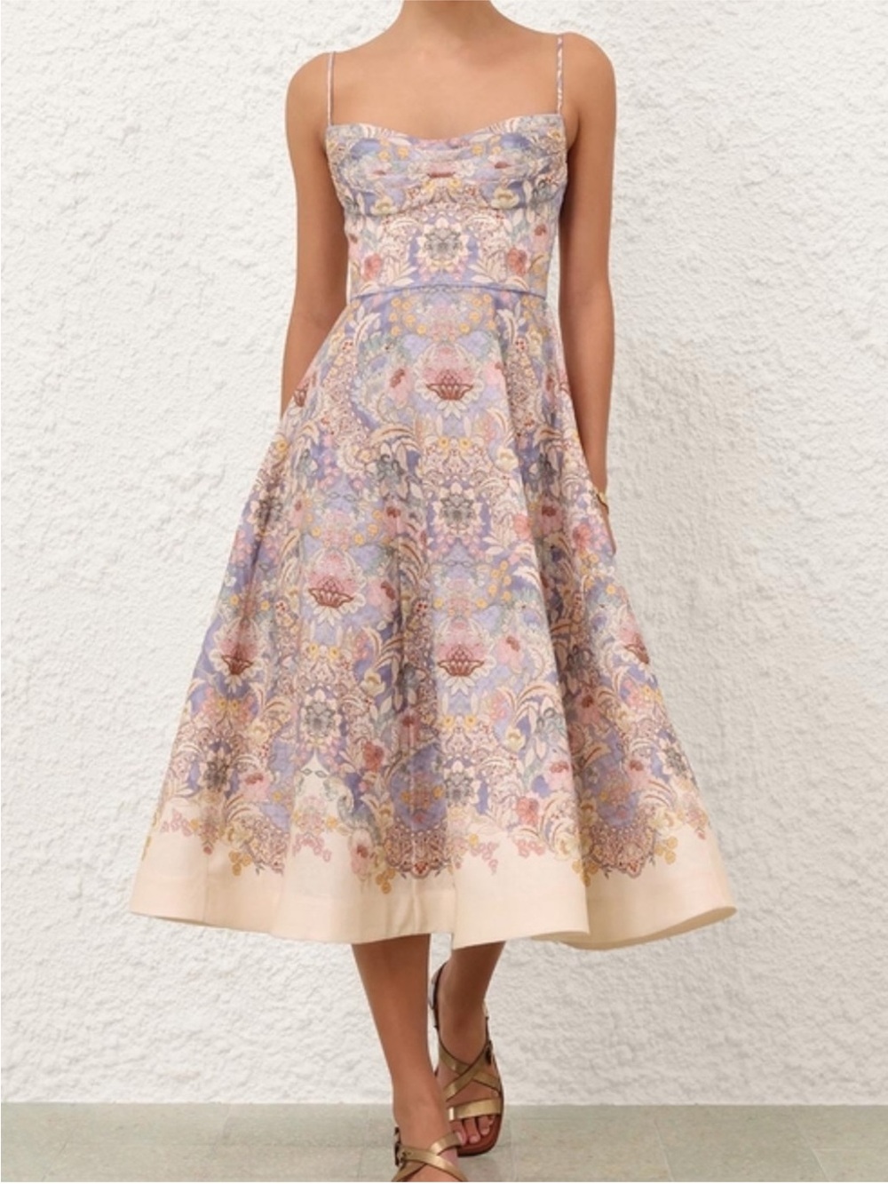 New Zimmermann Rebellion Tuck Midi Linen Dress Size 0